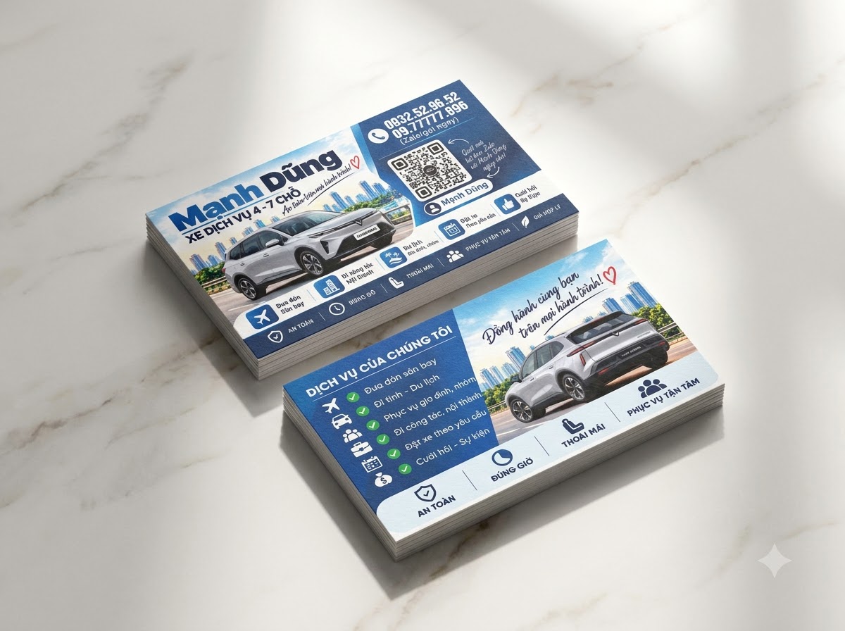 Mẫu name card xe dịch vụ - taxi, in name card tại Hà Nội
